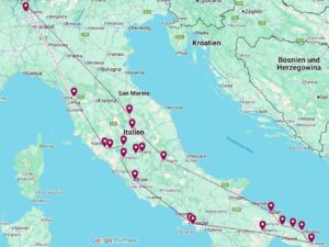 Italien Rundreise mit dem Auto - Tipps & Inspiration - Reiseroute auf Karte